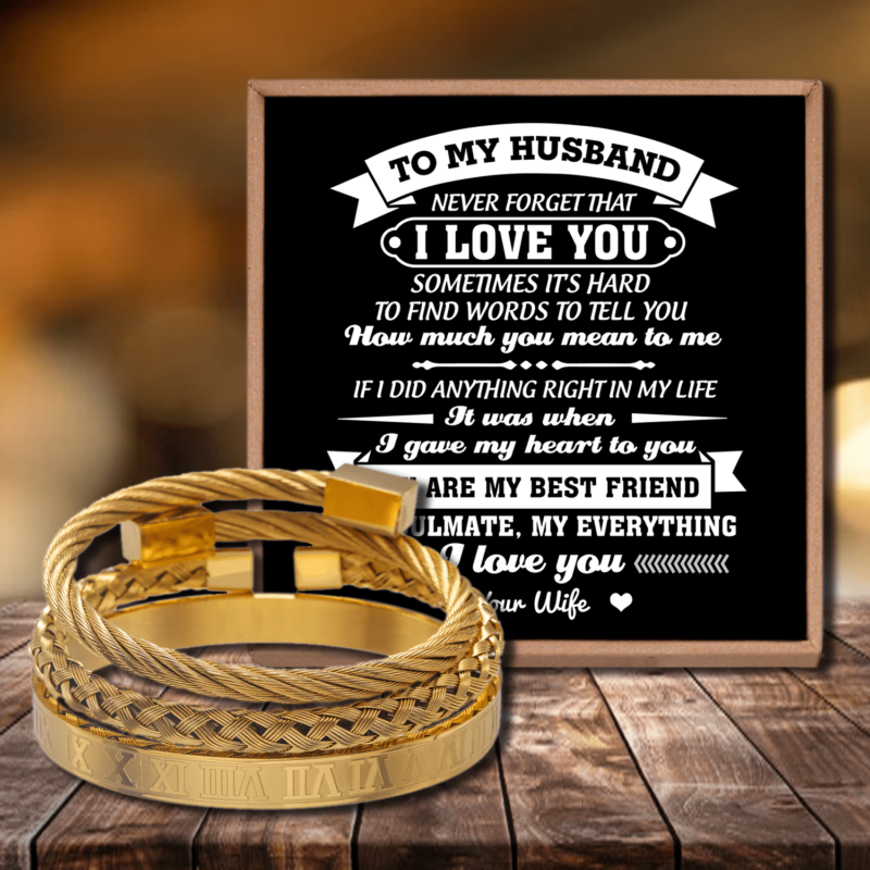 bracelets for husband to my husband my soulmate my everything roman numeral bracelet set gold giveme gifts 28480899809341