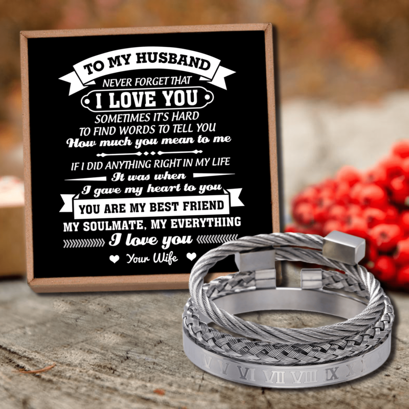 bracelets for husband to my husband my soulmate my everything roman numeral bracelet set silver giveme gifts 28480899842109