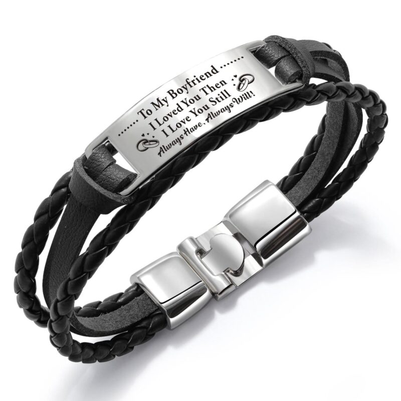 bracelets for lovers to my boyfriend i always love you leather bracelet black giveme gifts 28027719450685