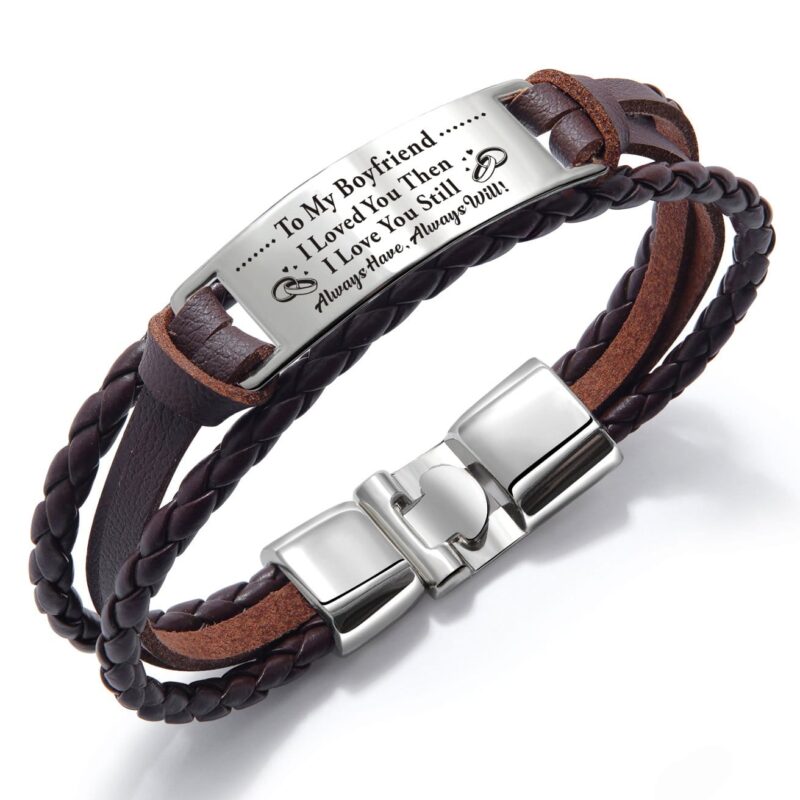 bracelets for lovers to my boyfriend i always love you leather bracelet brown giveme gifts 28027719319613