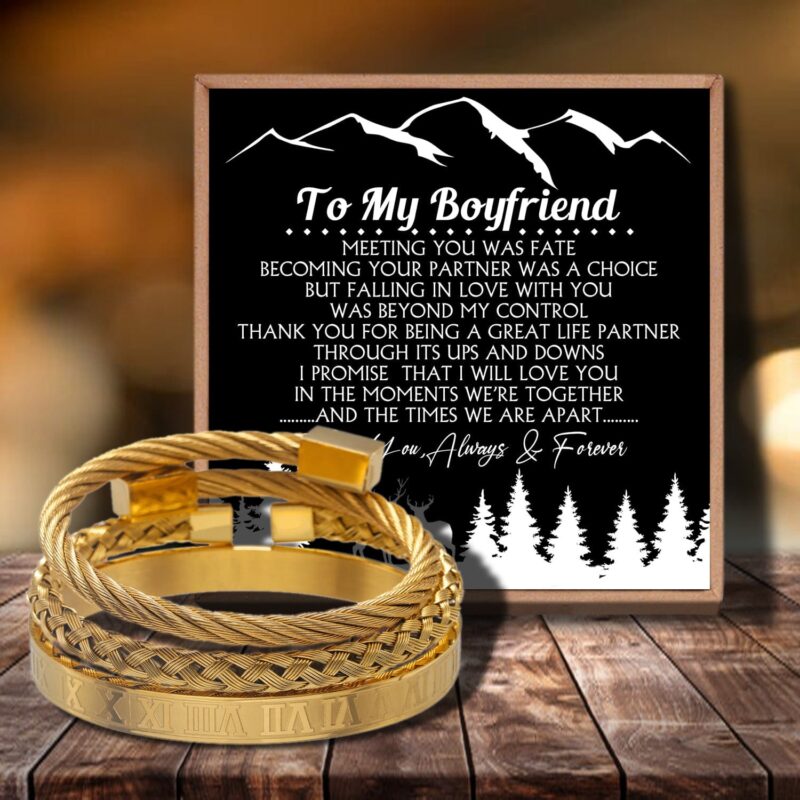 bracelets for lovers to my boyfriend meeting you was fate roman numeral bangle weave bracelets gold giveme gifts 29179660828733