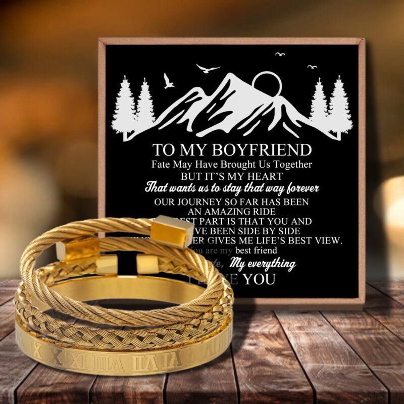 bracelets for lovers to my boyfriend you are my everything roman numeral bangle weave bracelets gold giveme gifts 29179646083133