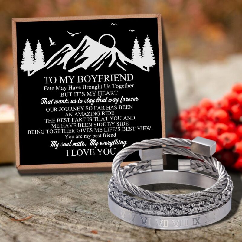 bracelets for lovers to my boyfriend you are my everything roman numeral bangle weave bracelets silver giveme gifts 29179645853757