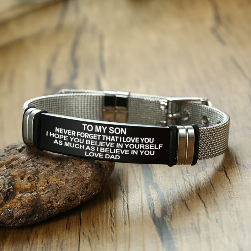bracelets for son dad to son i believe in you engraved mesh bracelet giveme gifts 28362095329341