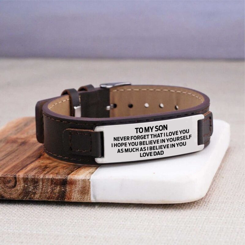 bracelets for son dad to son i believe in you men s leather bracelet brown giveme gifts 28343018422333