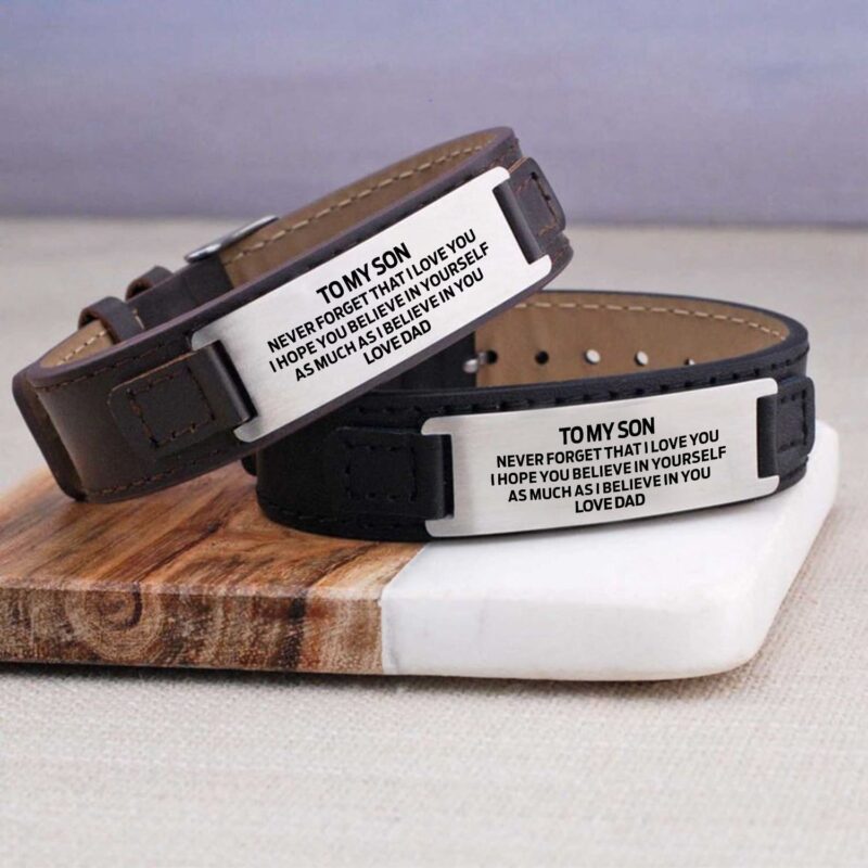 bracelets for son dad to son i believe in you men s leather bracelet giveme gifts 28343018291261