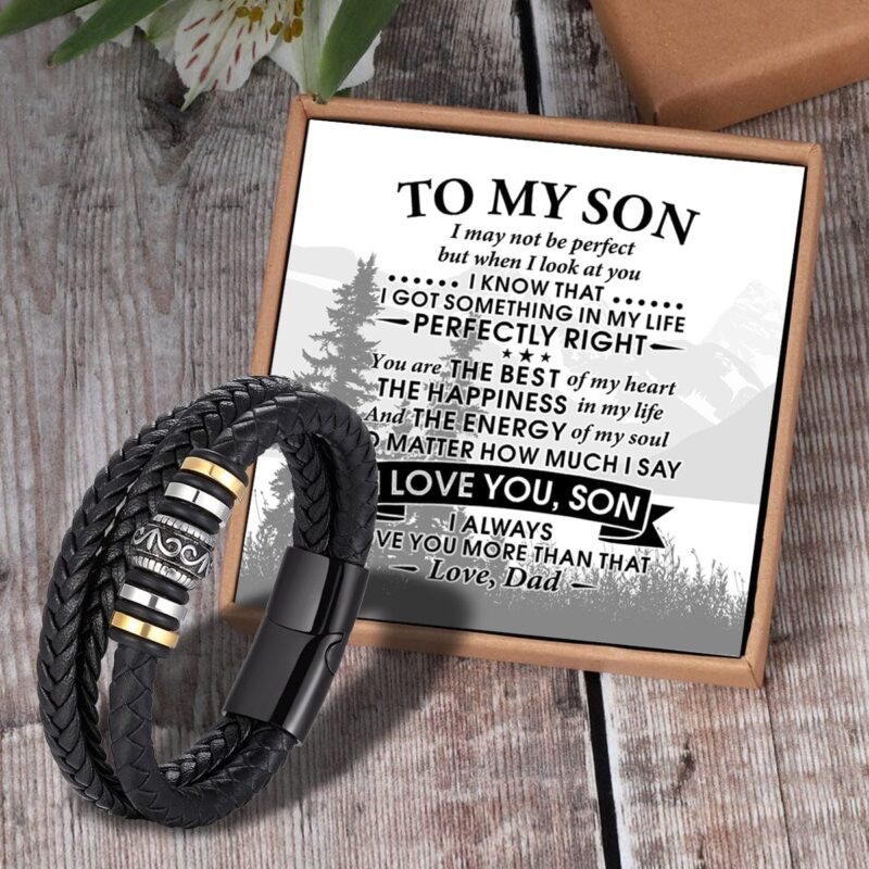 bracelets for son dad to son i love you braided leather bracelet black giveme gifts 31319538040893