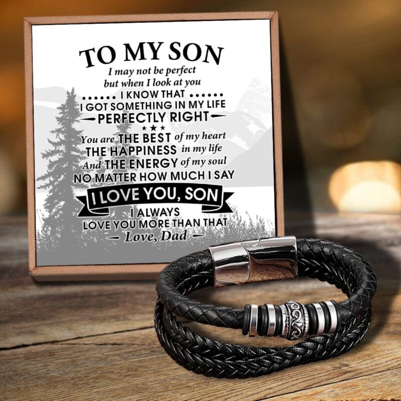 bracelets for son dad to son i love you braided leather bracelet silver giveme gifts 31319537975357