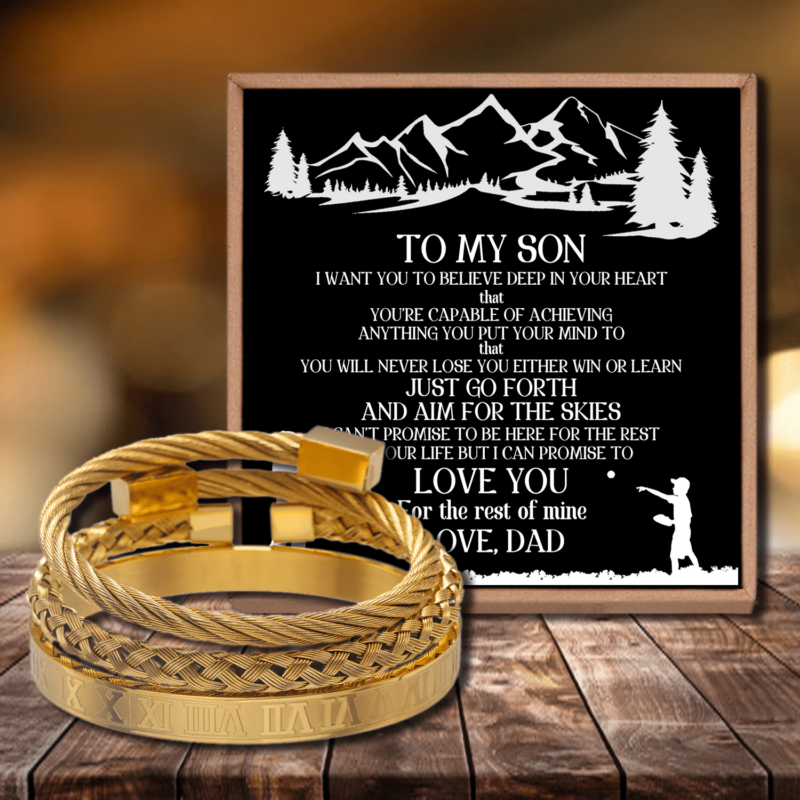 bracelets for son dad to son love you roman numeral bangle weave bracelets set gold giveme gifts 28378071826493