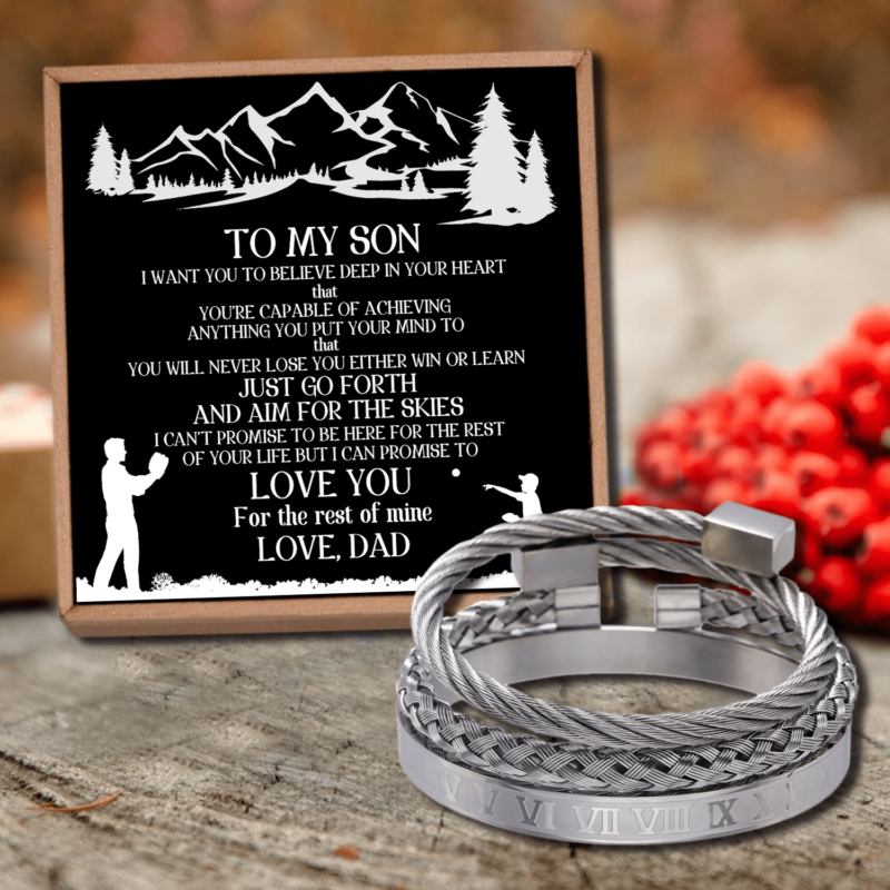 bracelets for son dad to son love you roman numeral bangle weave bracelets set silver giveme gifts 28371907018813