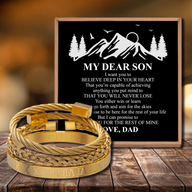 bracelets for son dad to son never lose roman numeral bangle weave bracelets set gold giveme gifts 28378074873917