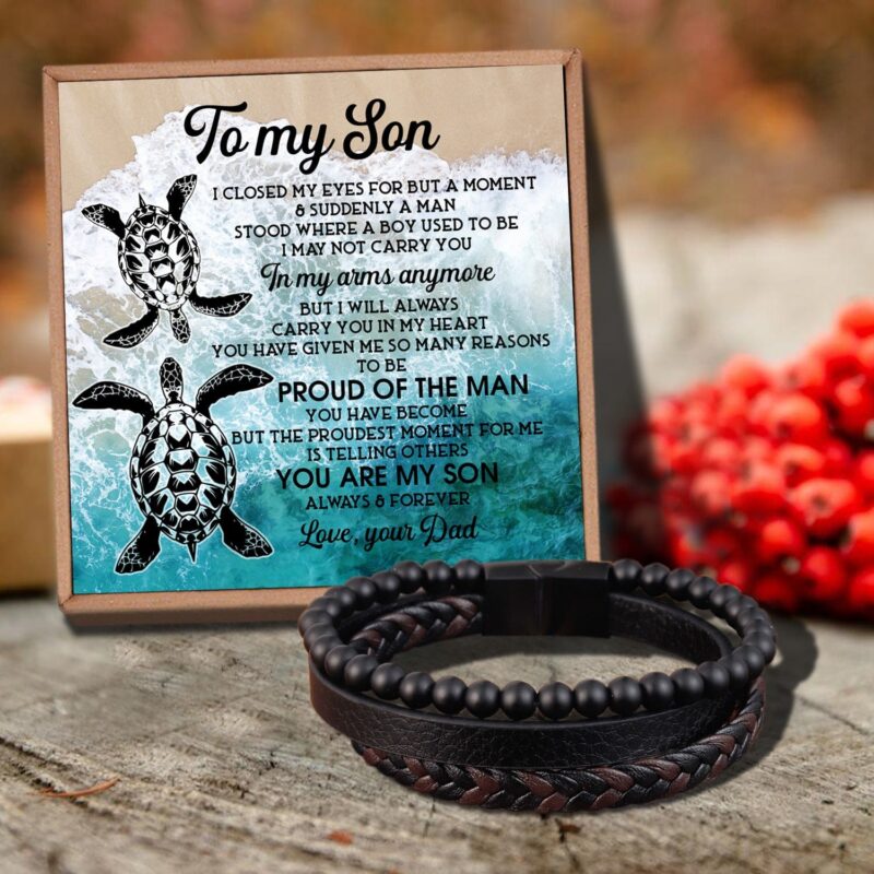 bracelets for son dad to son proud of the man black beaded bracelets for men giveme gifts 29250847932477