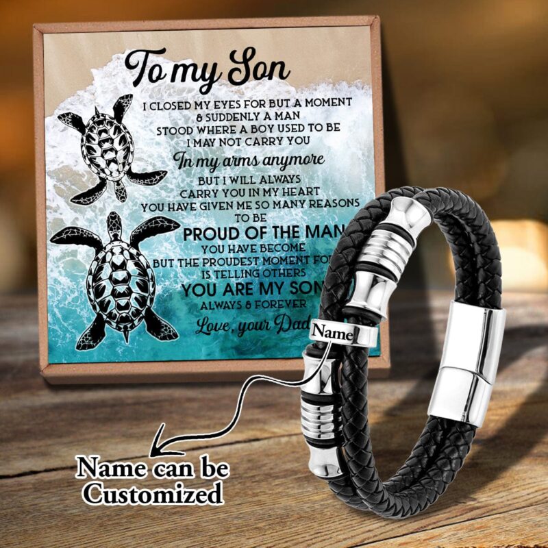 bracelets for son dad to son proud of the man personalized name bracelet giveme gifts 31077588140093