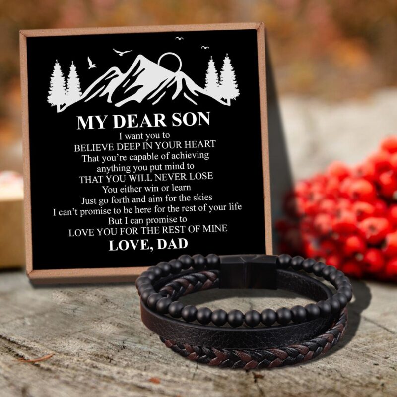 bracelets for son dad to son you will never lose black beaded bracelets for men giveme gifts 31081052700733