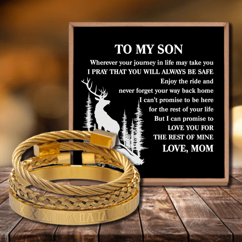 bracelets for son mom to son always be safe roman numeral bangle weave bracelets set gold giveme gifts 28378079035453