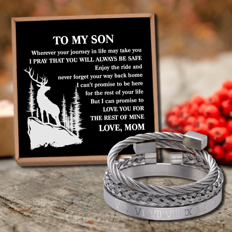 bracelets for son mom to son always be safe roman numeral bangle weave bracelets set silver giveme gifts 28371938803773