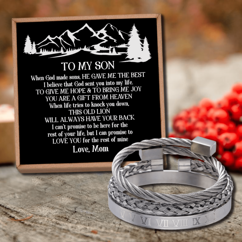 bracelets for son mom to son always have your back roman numeral bangle weave bracelets set silver giveme gifts 28371914227773