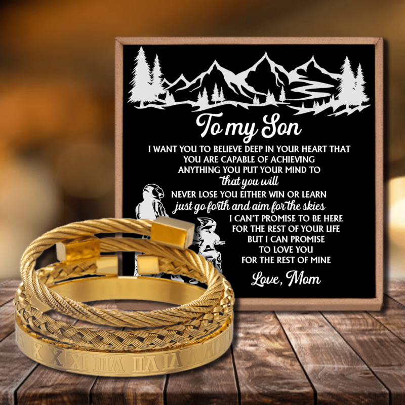 bracelets for son mom to son believe deep in your heart roman numeral bracelet set gold giveme gifts 28378082967613