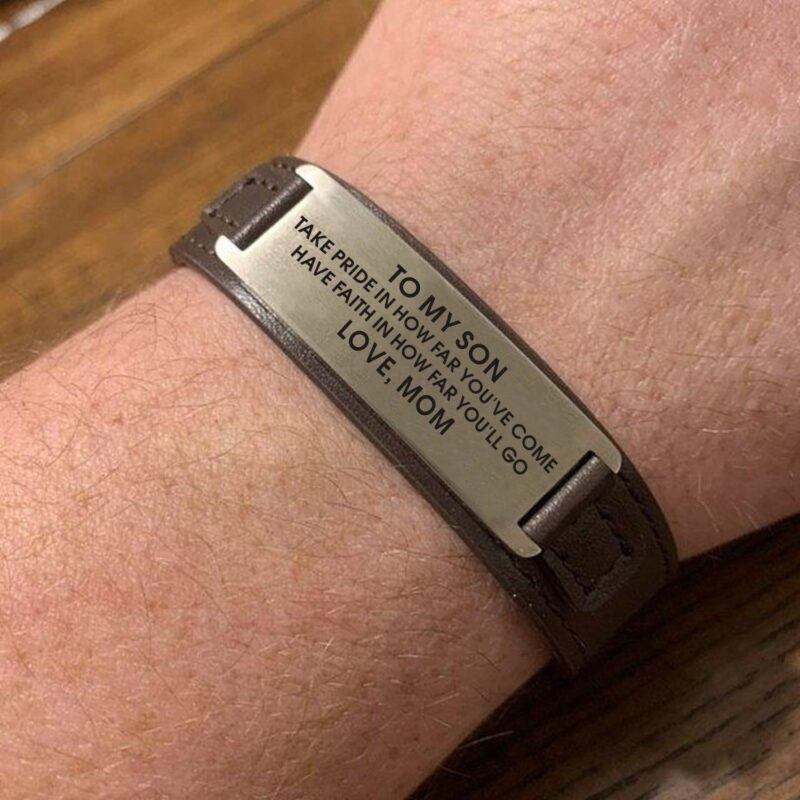 bracelets for son mom to son have faith in how far you will go men s leather bracelet giveme gifts 28343133438013