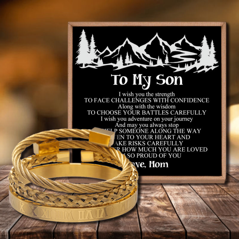 bracelets for son mom to son i am so proud of you roman numeral bracelet set gold giveme gifts 28378084343869