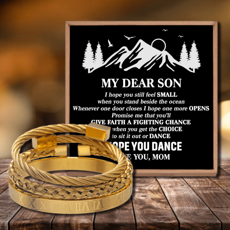 bracelets for son mom to son i hope you dance roman numeral bracelet set gold giveme gifts 28378086375485