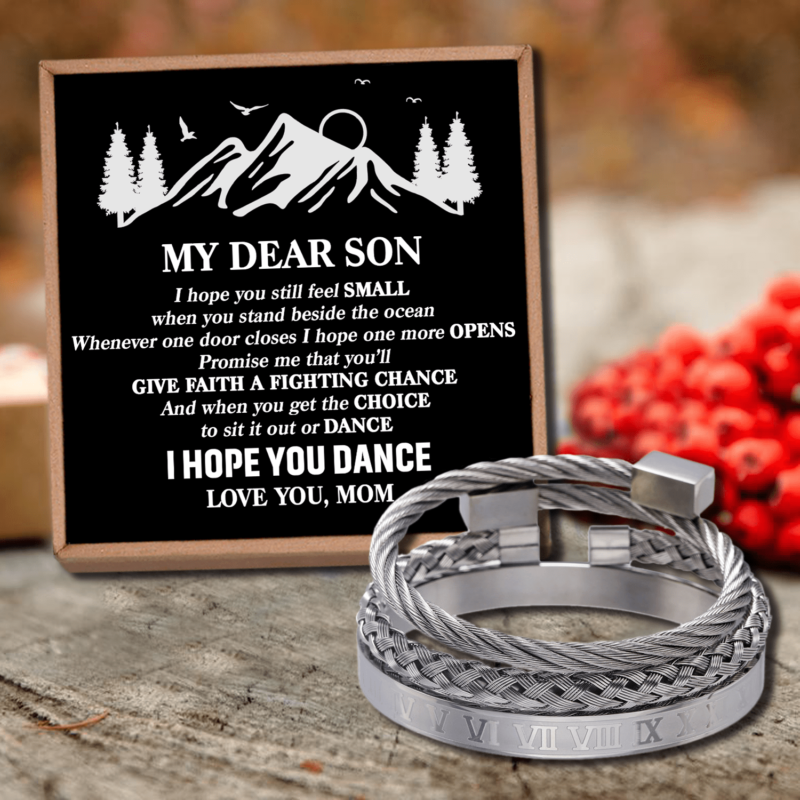 bracelets for son mom to son i hope you dance roman numeral bracelet set silver giveme gifts 28373209317437