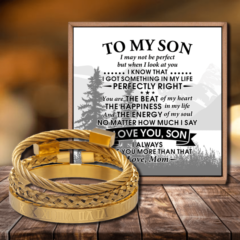 bracelets for son mom to son i love you roman numeral bangle weave bracelets set gold giveme gifts 28378087686205