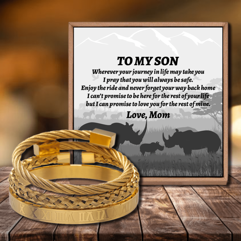 bracelets for son mom to son i promise to love you roman numeral bangle weave bracelets set gold giveme gifts 28378088833085