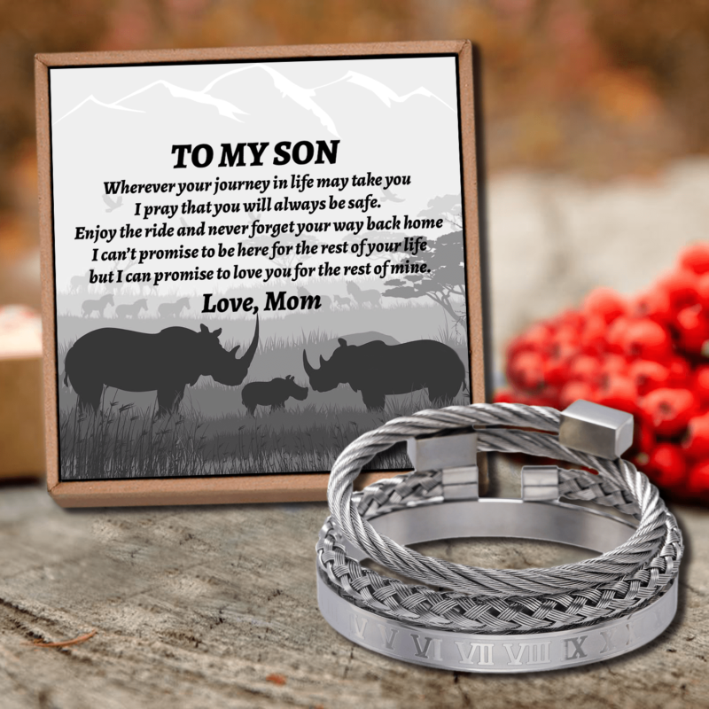 bracelets for son mom to son i promise to love you roman numeral bangle weave bracelets set silver giveme gifts 28371890470973