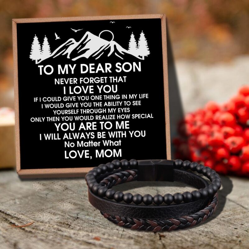 bracelets for son mom to son i will always be with you black beaded bracelets for men giveme gifts 29196767723581