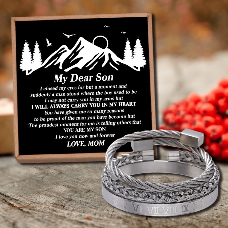 bracelets for son mom to son i will always carry you roman numeral bracelet set silver giveme gifts 28373220098109