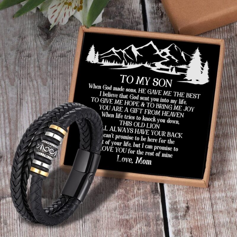 bracelets for son mom to son i will always have your back braided leather bracelet black giveme gifts 31440054878269