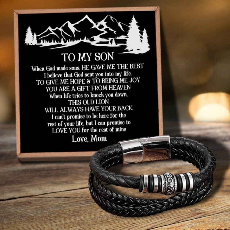 bracelets for son mom to son i will always have your back braided leather bracelet silver giveme gifts 31440054911037