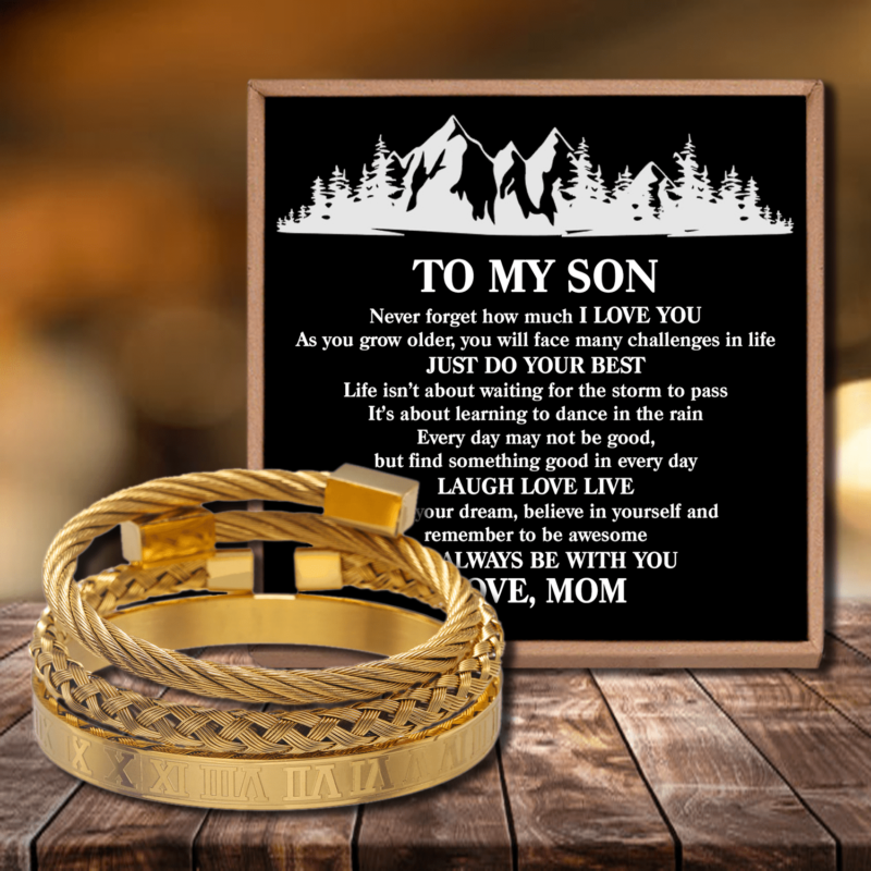 bracelets for son mom to son just do your best roman numeral bangle weave bracelets set gold giveme gifts 28378095648829
