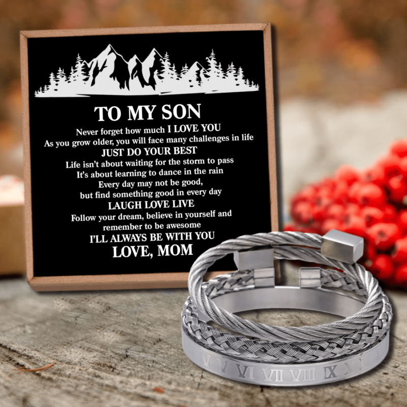 bracelets for son mom to son just do your best roman numeral bangle weave bracelets set silver giveme gifts 28371935625277