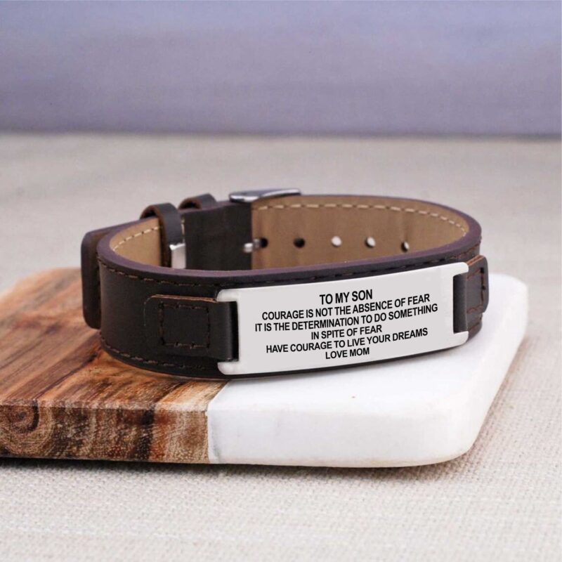 bracelets for son mom to son live your dreams men s leather bracelet brown giveme gifts 28336875372605