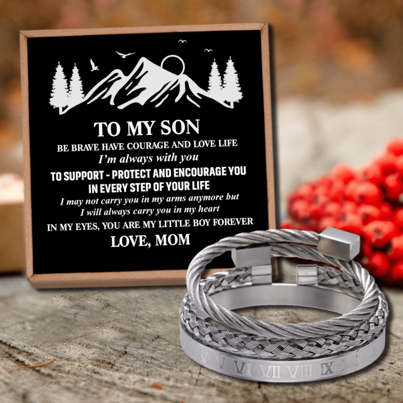 bracelets for son mom to son my little boy roman numeral bangle weave bracelets set silver giveme gifts 28371931988029