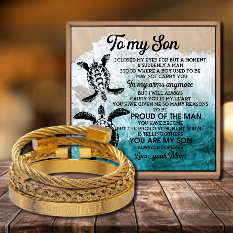 bracelets for son mom to son proud of the man roman numeral bracelet set gold giveme gifts 28378109640765