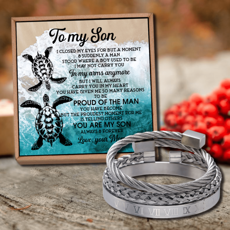 bracelets for son mom to son proud of the man roman numeral bracelet set silver giveme gifts 28373098397757