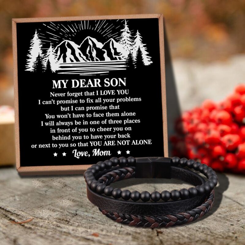 bracelets for son mom to son you are not alone black beaded bracelets for men giveme gifts 31081074032701