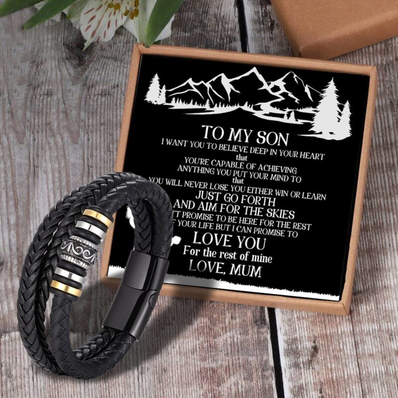bracelets for son mum to son believe deep in your heart braided leather bracelet black giveme gifts 31323504902205