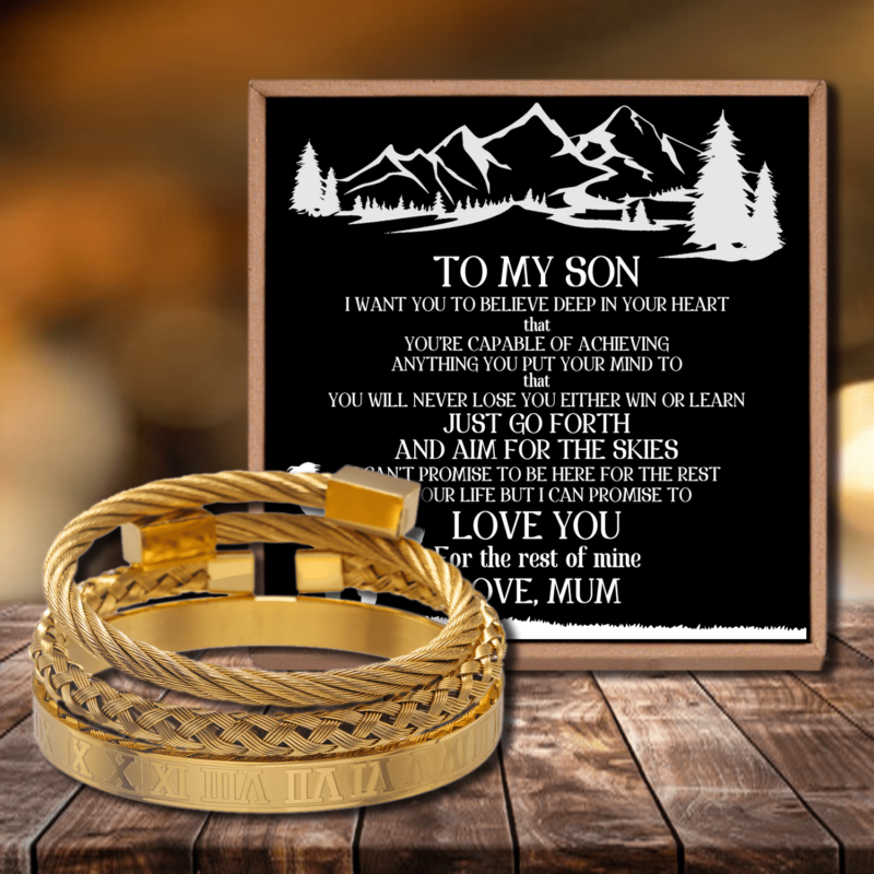bracelets for son mum to son love you roman numeral bangle weave bracelets set gold giveme gifts 28378112229437
