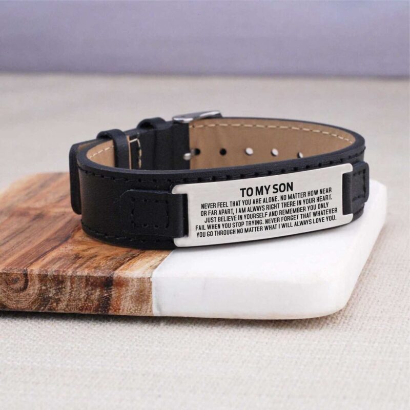 bracelets for son to my son i will always love you men s leather bracelet black giveme gifts 28343126884413