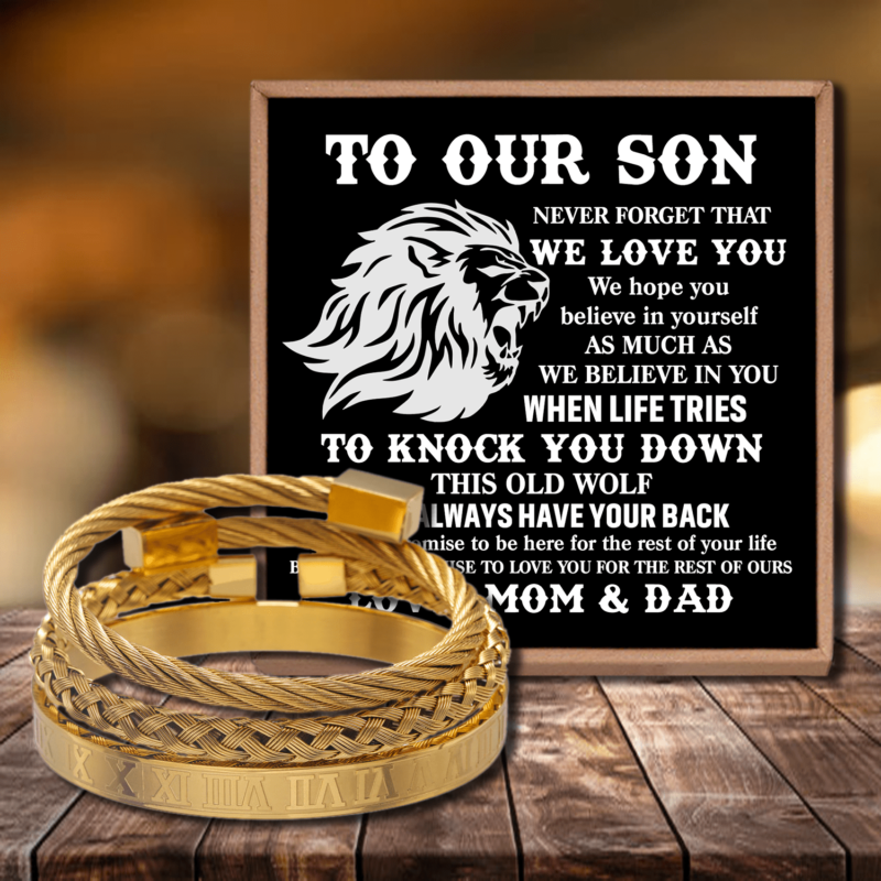 bracelets for son to our son always have your back roman numeral bangle weave bracelets set gold giveme gifts 28378115604541