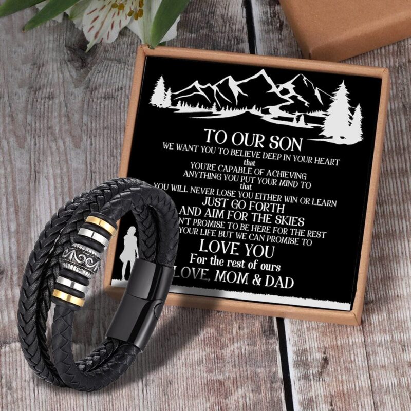 bracelets for son to our son believe deep in your heart braided leather bracelet black giveme gifts 31322070941757