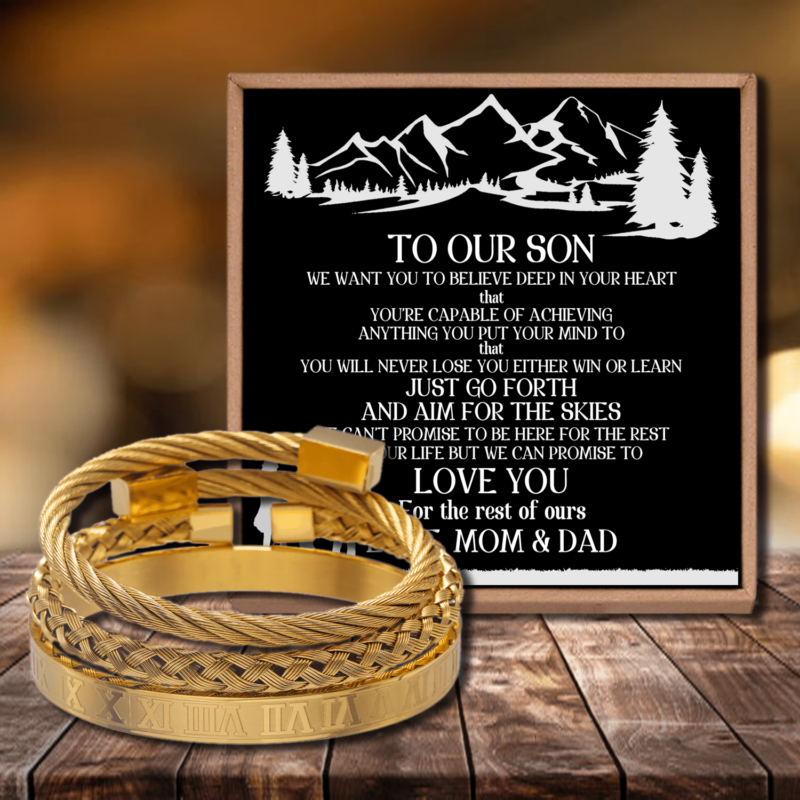 bracelets for son to our son love you roman numeral bangle weave bracelets set gold giveme gifts 28378117079101