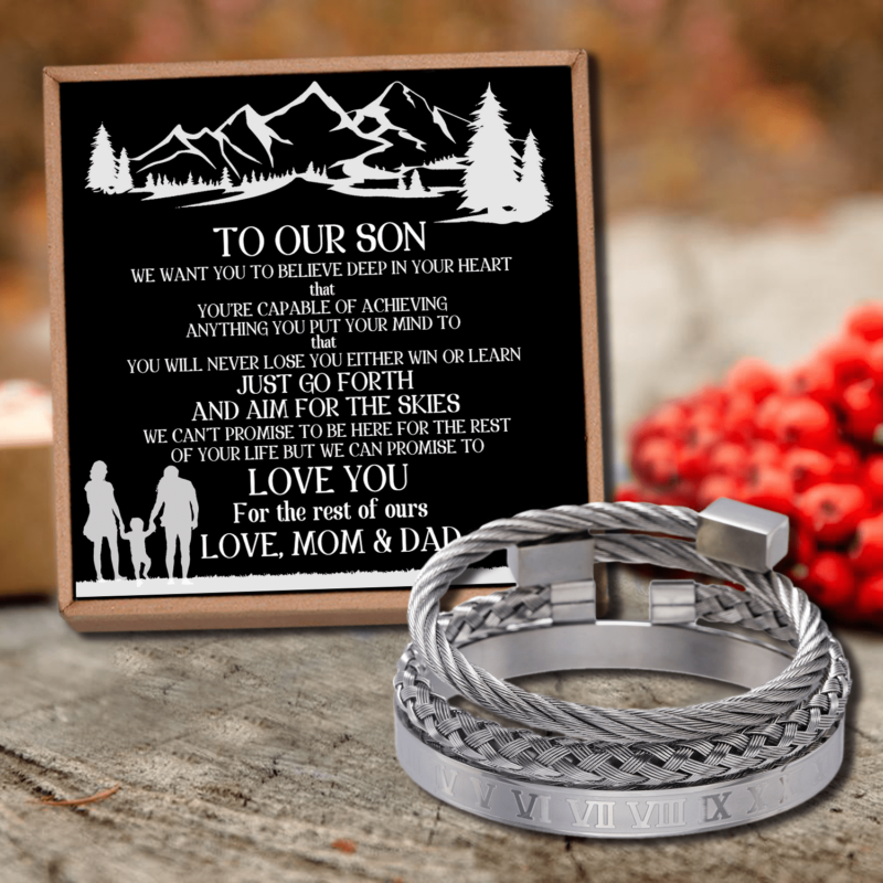 bracelets for son to our son love you roman numeral bangle weave bracelets set silver giveme gifts 28371911344189