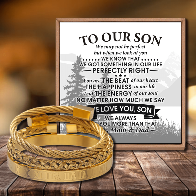 bracelets for son to our son we love you roman numeral bangle weave bracelets set gold giveme gifts 28378118619197