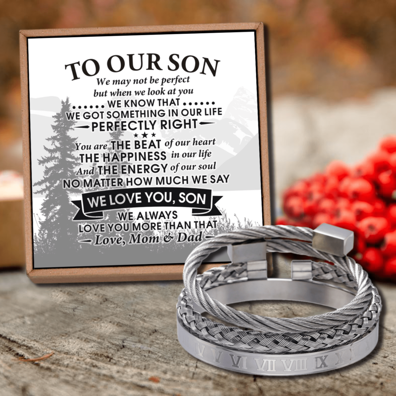 bracelets for son to our son we love you roman numeral bangle weave bracelets set silver giveme gifts 28370124177469