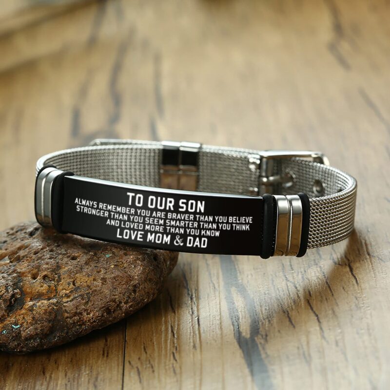bracelets for son to our son you are loved more engraved mesh bracelet giveme gifts 28344301060157
